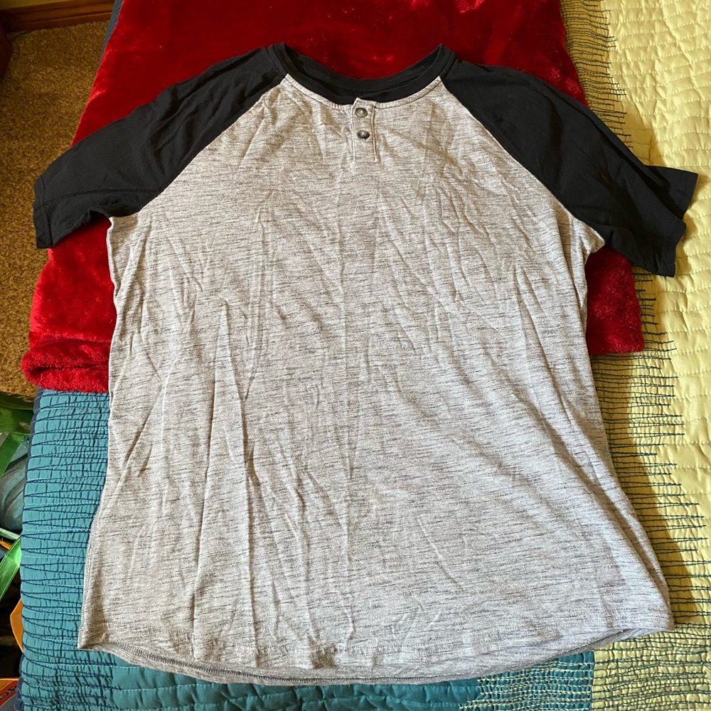 Black and Grey Henley Tshirt
